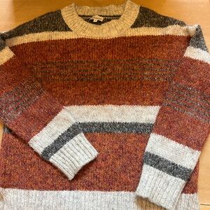 Heartloom Rust and Cream Striped Crewneck Sweater
